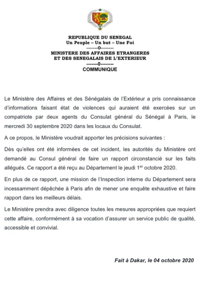 agressionconsulat 706x1024 - France- Série d'agressions au consulat du Sénégal à Paris- L'autorité du consul Amadou Diallo remise en cause.