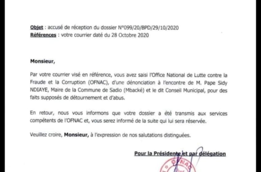 GESTION DE LA COMMUNE DE SADIO (M’BACKÉ) , détournement de deniers publics, la Frapp dépose une plainte contre le maire Pape Sidy Ndiaye